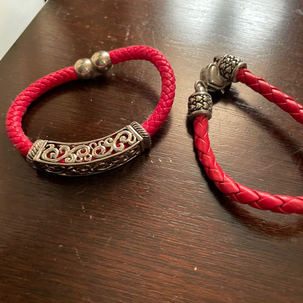 2 ROPE RED BRACELETs one with hook closer and one magnet closing